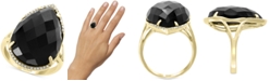 EFFY Collection EFFY&reg; Onyx (22 x 15mm) & Diamond (1/10 ct. t.w.) Statement Ring in 14k Gold